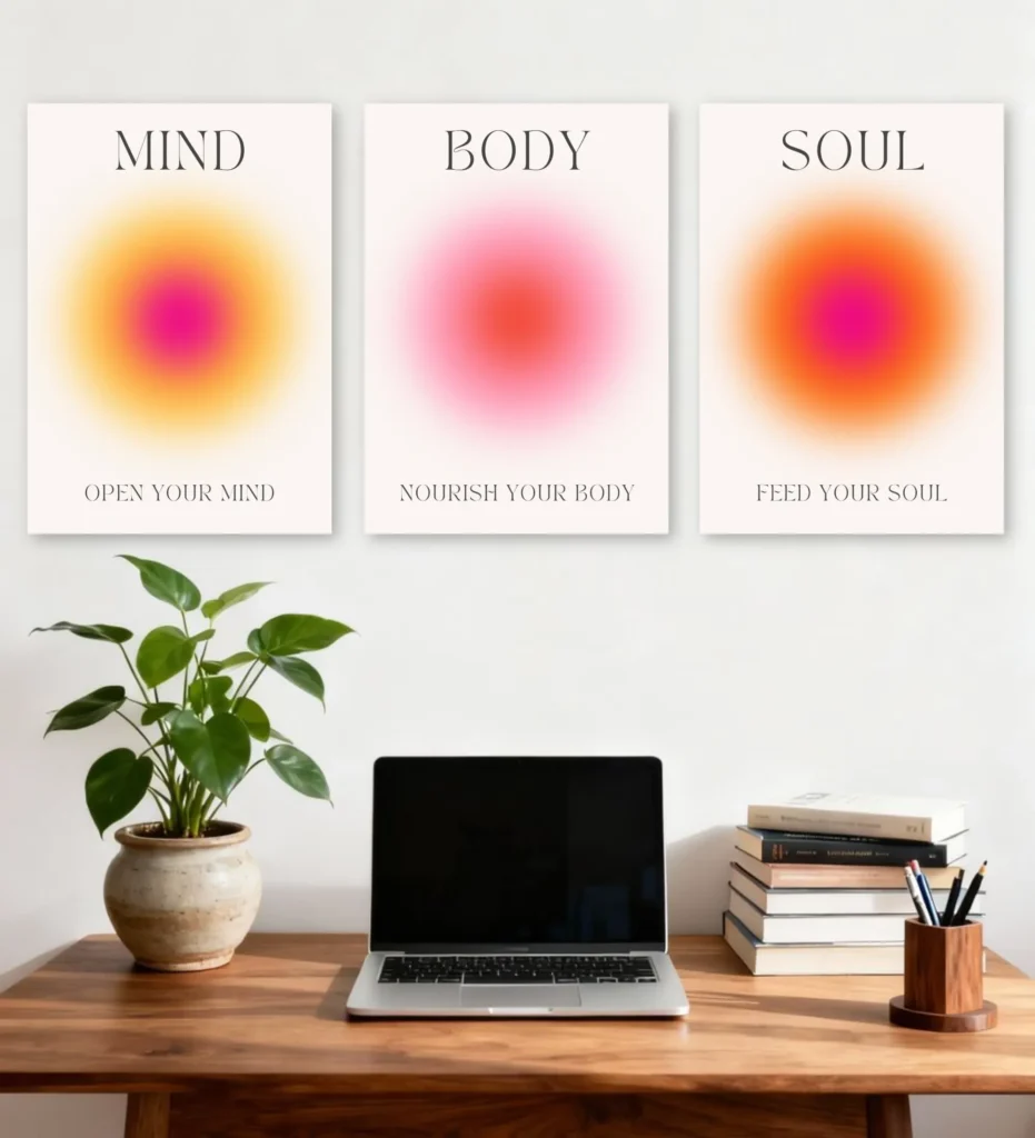 Mind Body Soul Glow Aura Poster Set