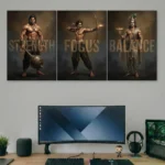 Bhima Arjun Krishna Poster Set – Strength Focus Balance Wall Art (Set of 3)