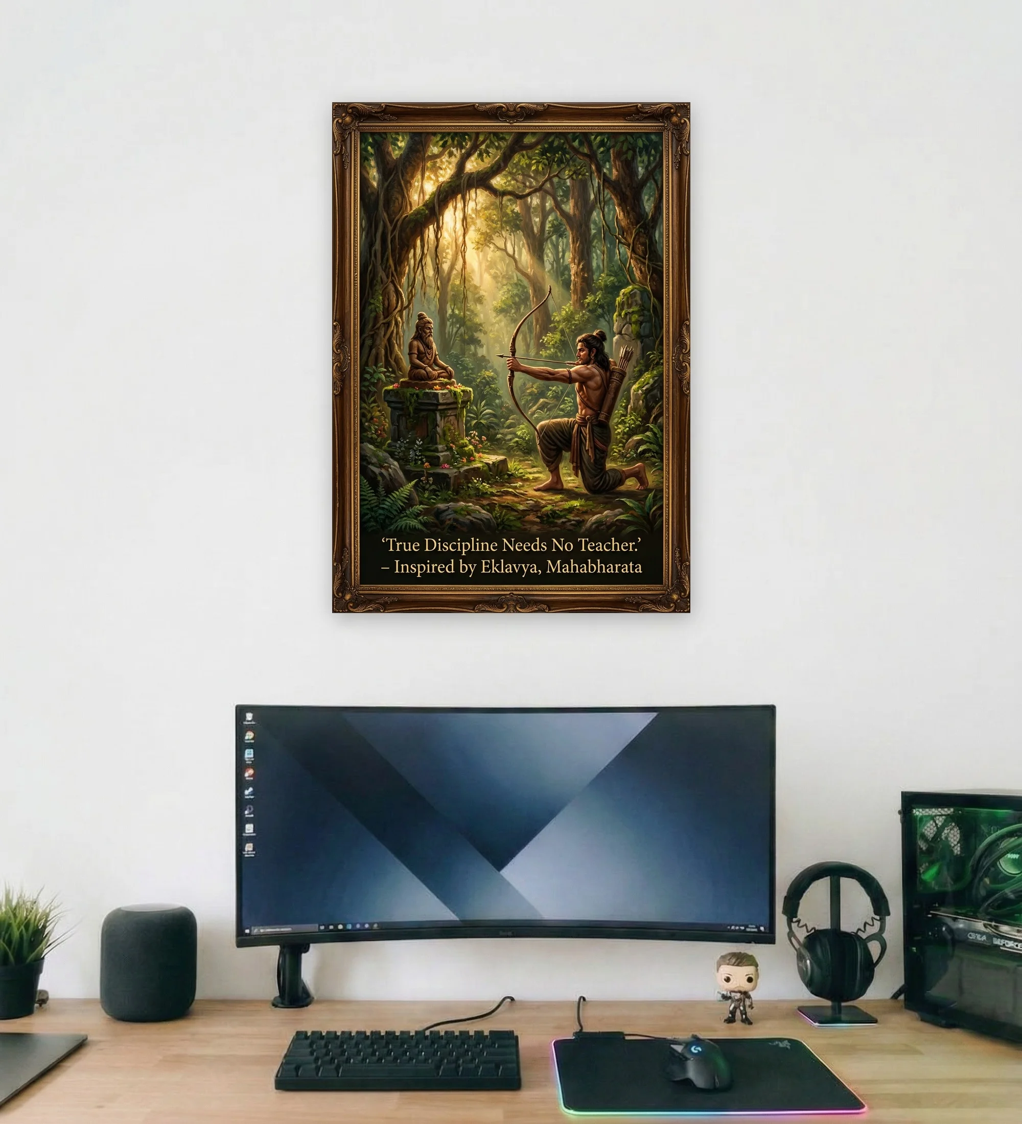 16_eklavyas_devotion_with_text_mockup_1 Eklavyas Devotion Supportive Wall Art - Aurantara Collection