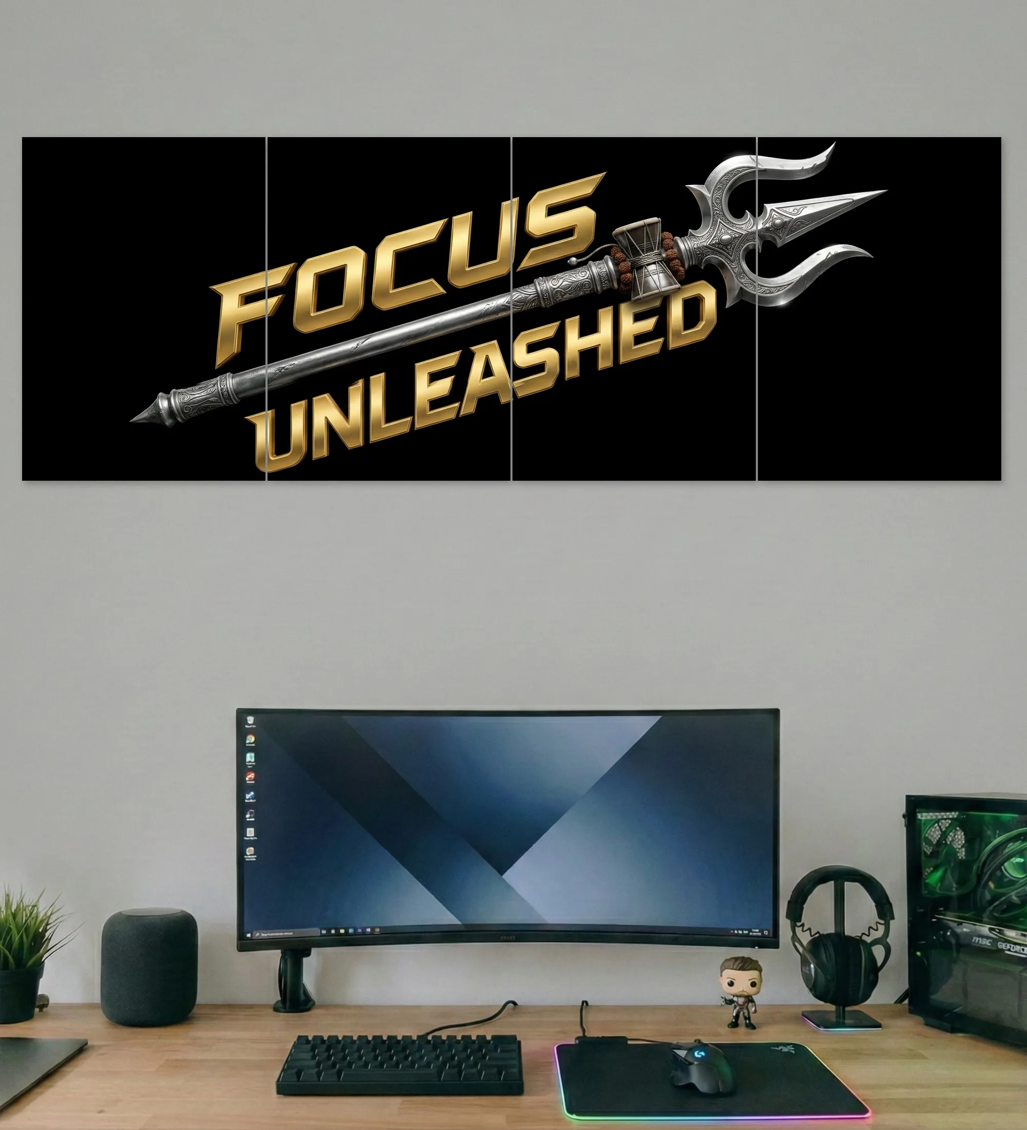 Focus Unleashed Split Poster Set in study table Focus Unleashed Split Poster Set in study table
