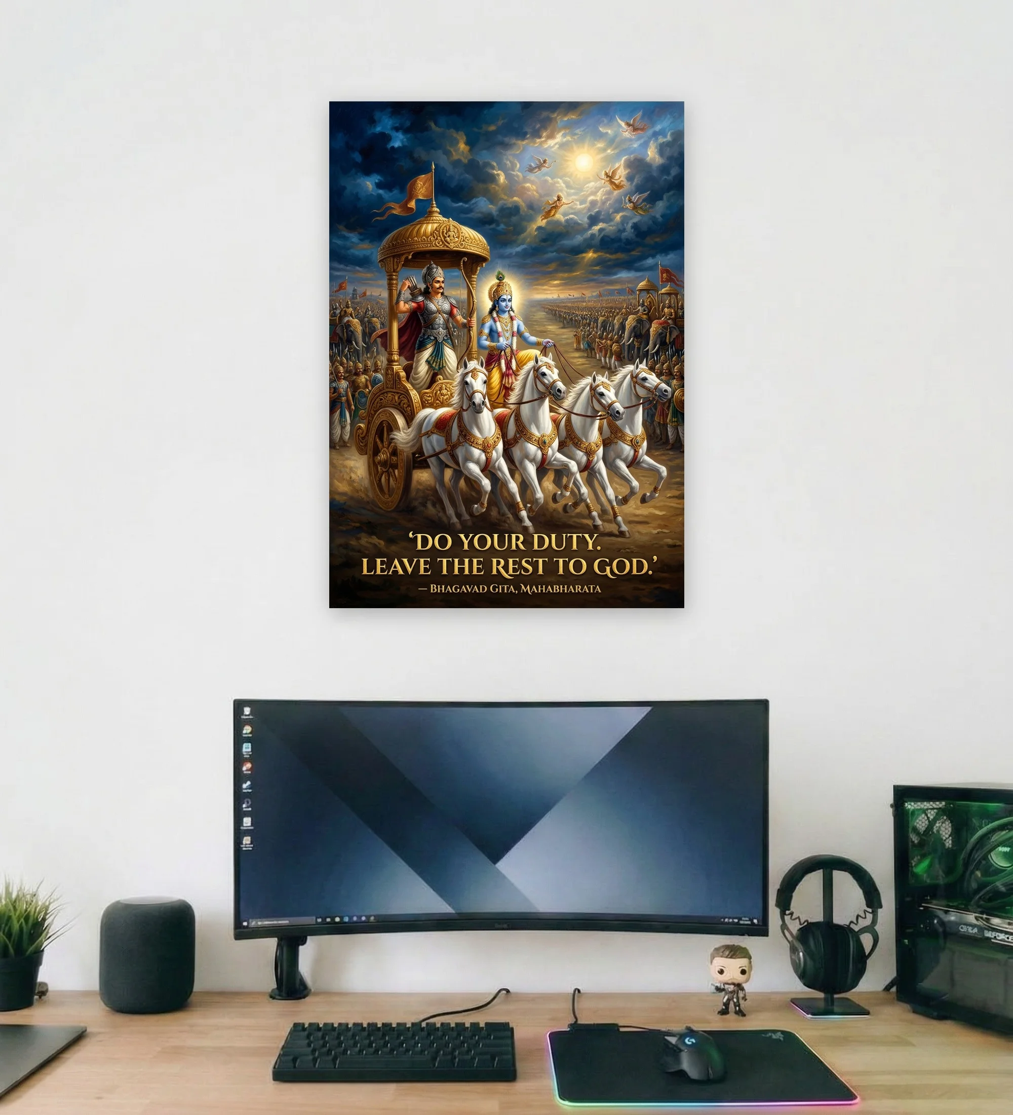 41_arjuna_rises_with_text_mockup_1 Arjuna Rises Supportive Wall Art - Aurantara Collection