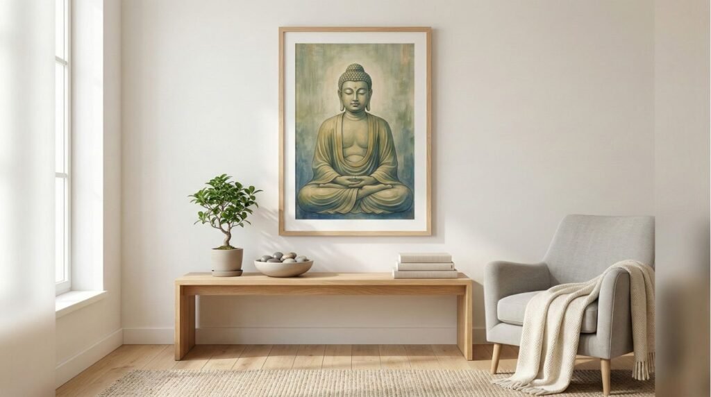 buddha posters in calm room