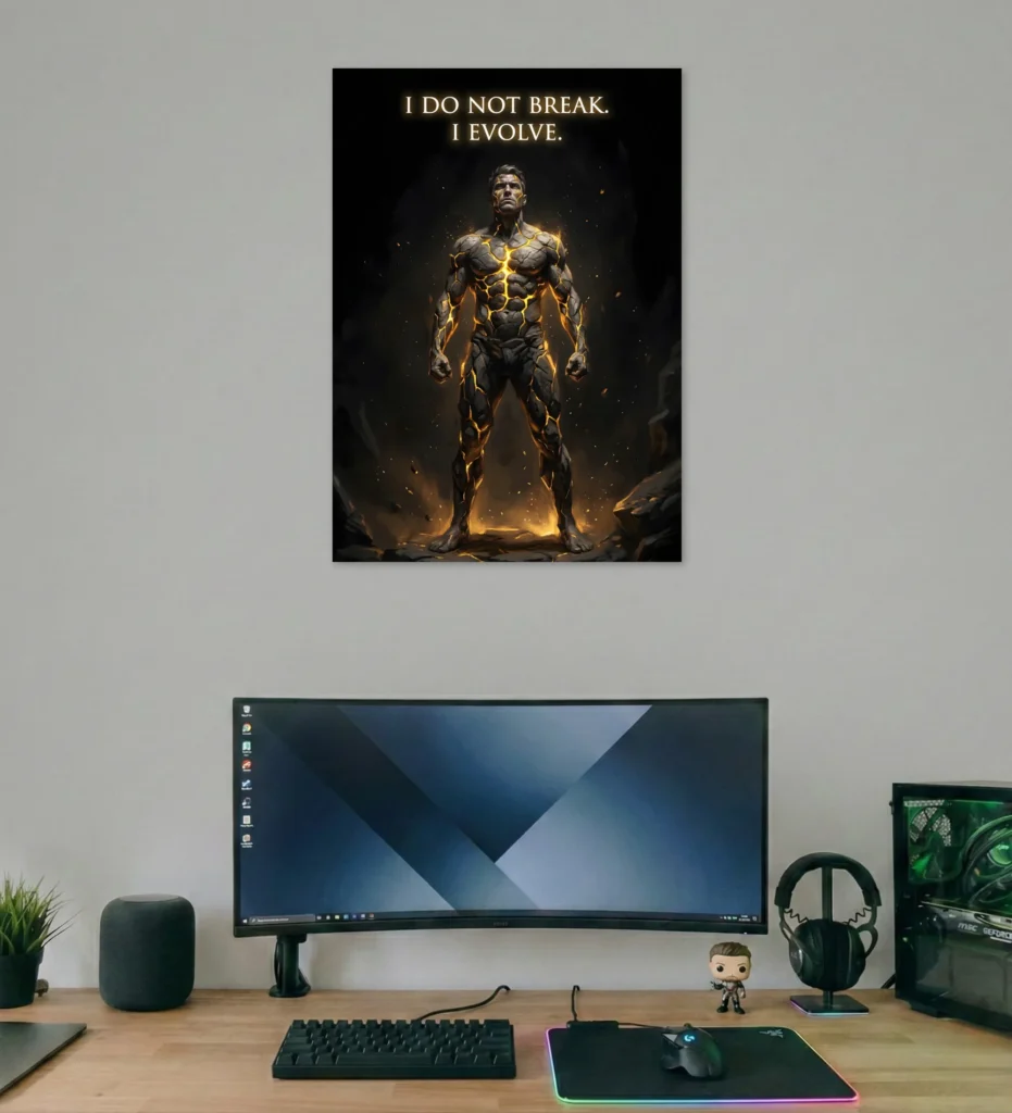 i dont break i evolve motivational poster with laptop