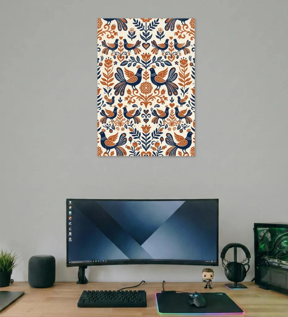 Folk Harmony Birds Poster