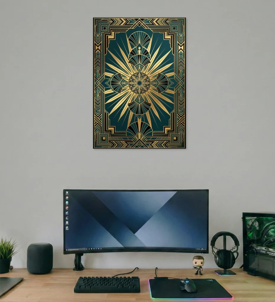 Emerald Symmetry Art Deco Poster