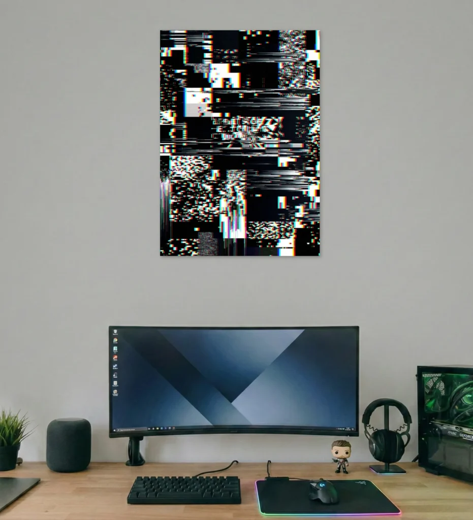 Cyber Glitch Digital Art Poster
