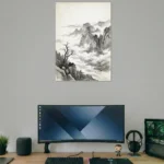Misty Mountain Ink Landscape Poster