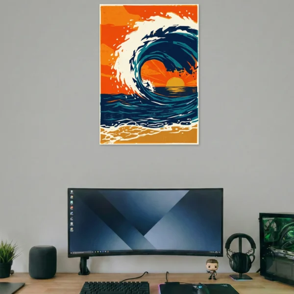 Sunset Wave Ocean Art Poster