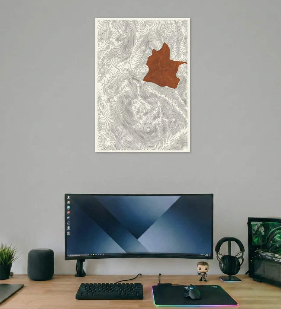 Topographic Mountain Contour Art Poster